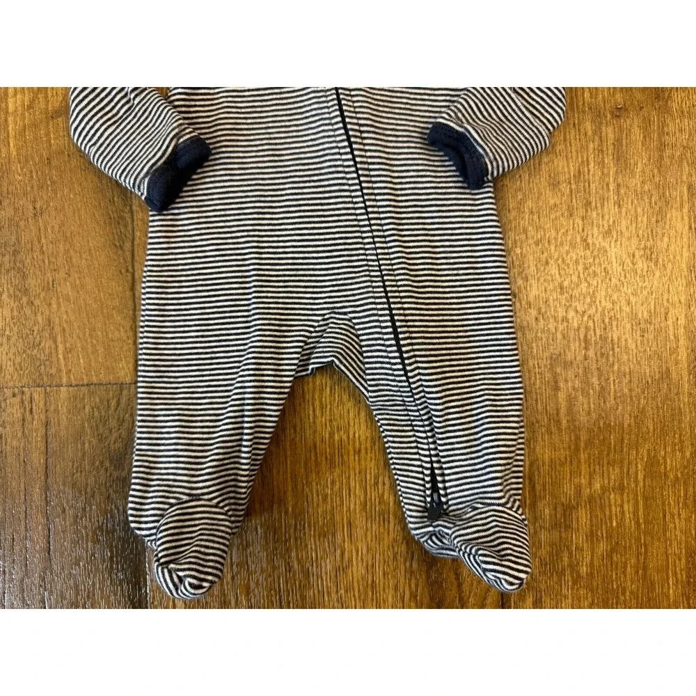 Carters‎ Preemie Baby Boy Sleeper Striped Zipper Navy Blue Outfit Romper Cotton